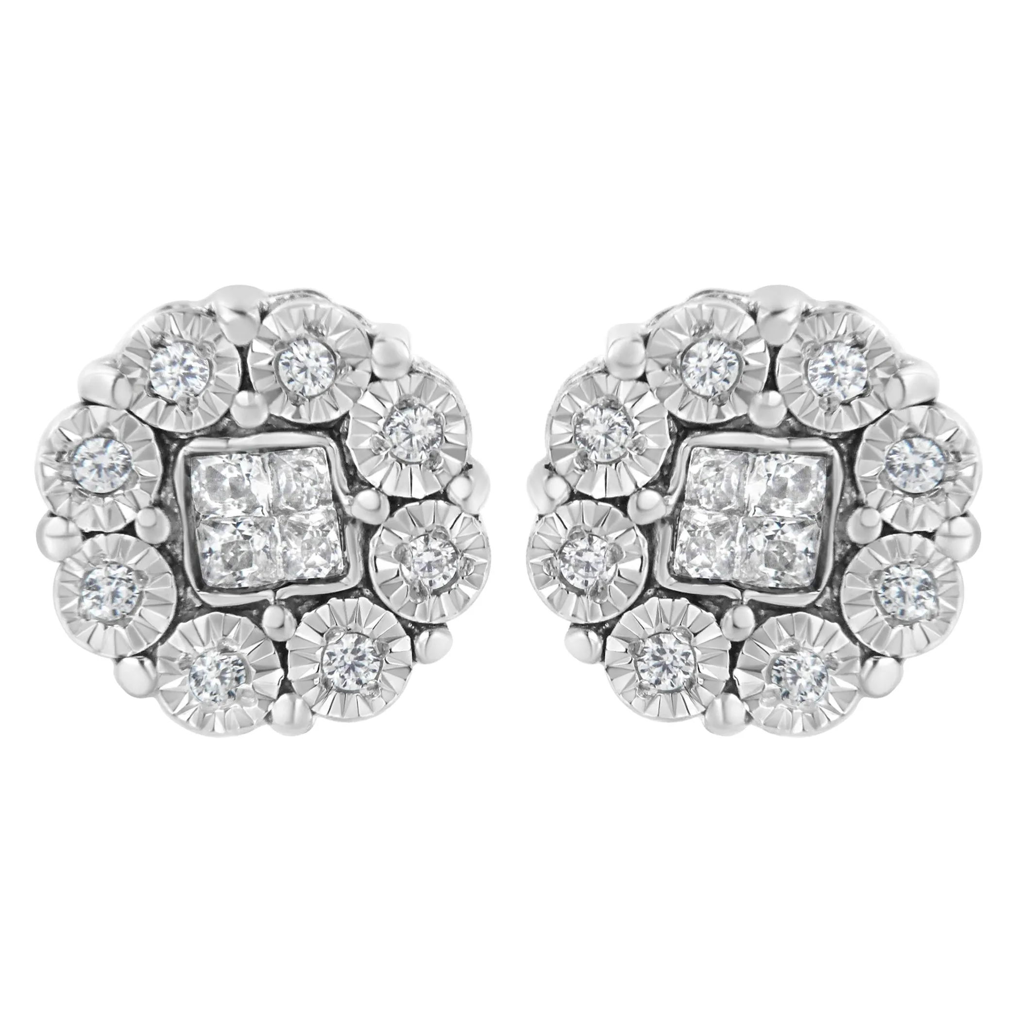 10KT White Gold 1/4ct Diamond Floral Cluster Stud Earring (I-J, I1-I2)