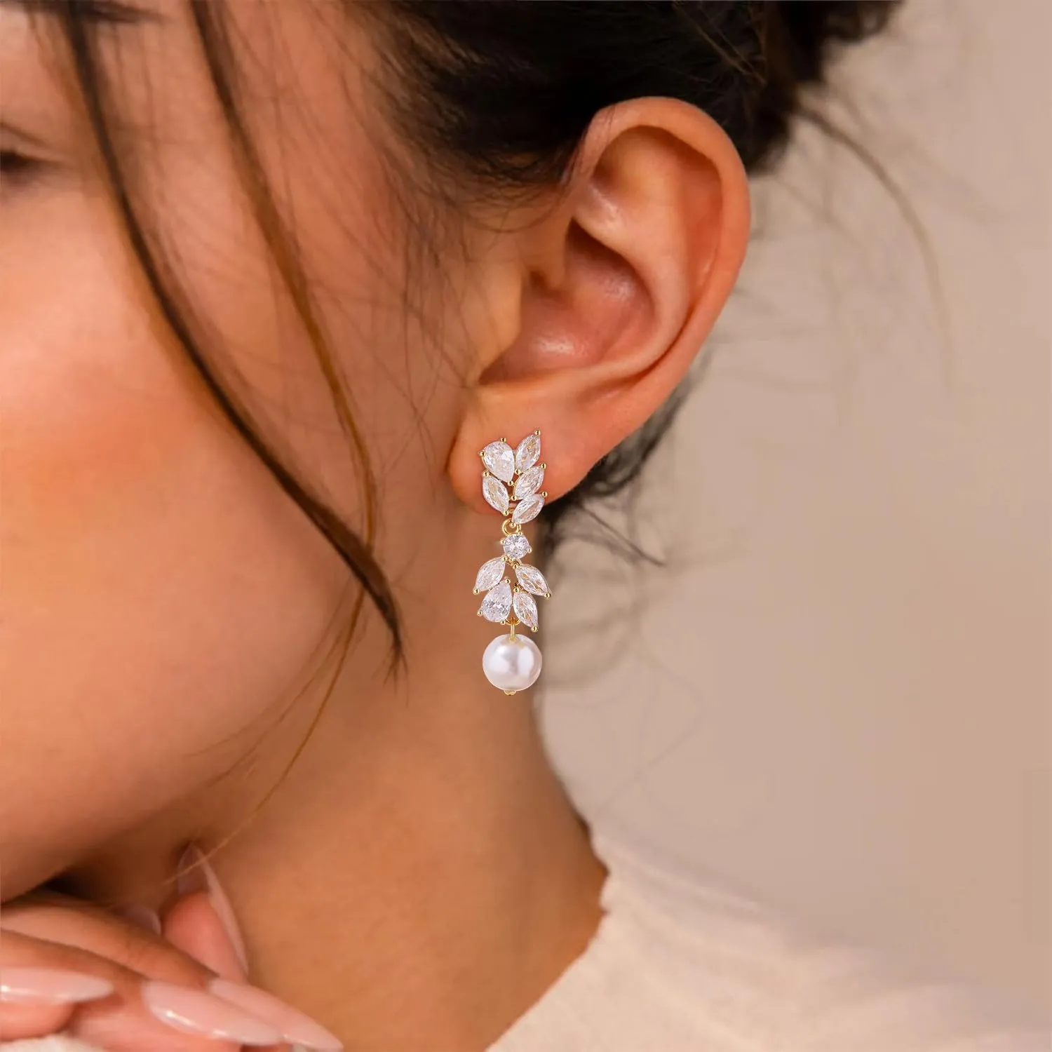 14K Gold Plated Butterfly Dangle Earrings for Women - Dainty, Trendy, Hypoallergenic CZ Drop Earrings - Simple Long Dangling Jewelry