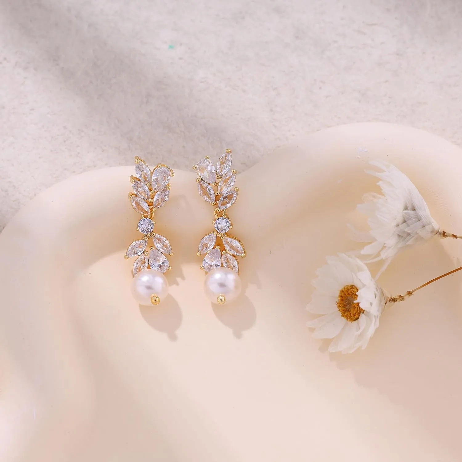 14K Gold Plated Butterfly Dangle Earrings for Women - Dainty, Trendy, Hypoallergenic CZ Drop Earrings - Simple Long Dangling Jewelry