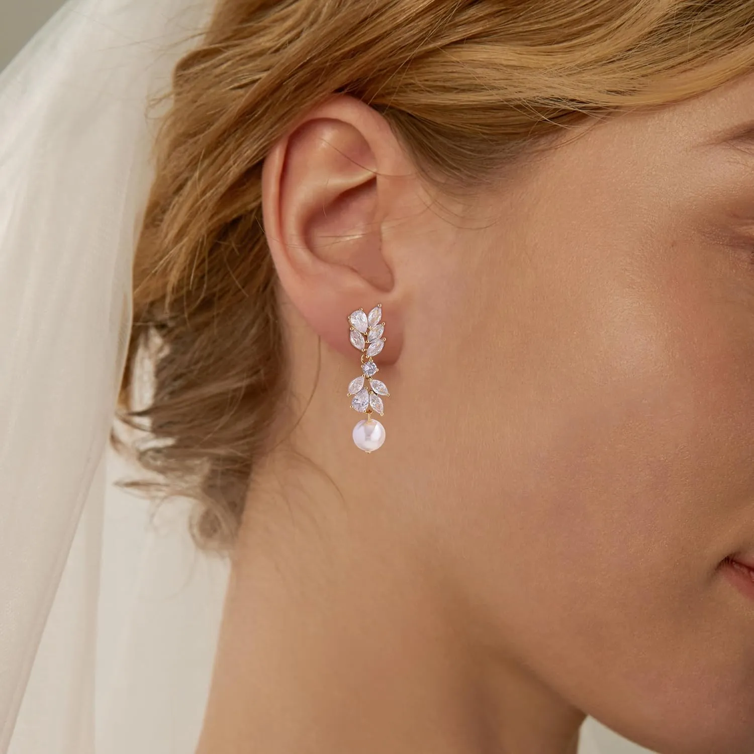 14K Gold Plated Butterfly Dangle Earrings for Women - Dainty, Trendy, Hypoallergenic CZ Drop Earrings - Simple Long Dangling Jewelry