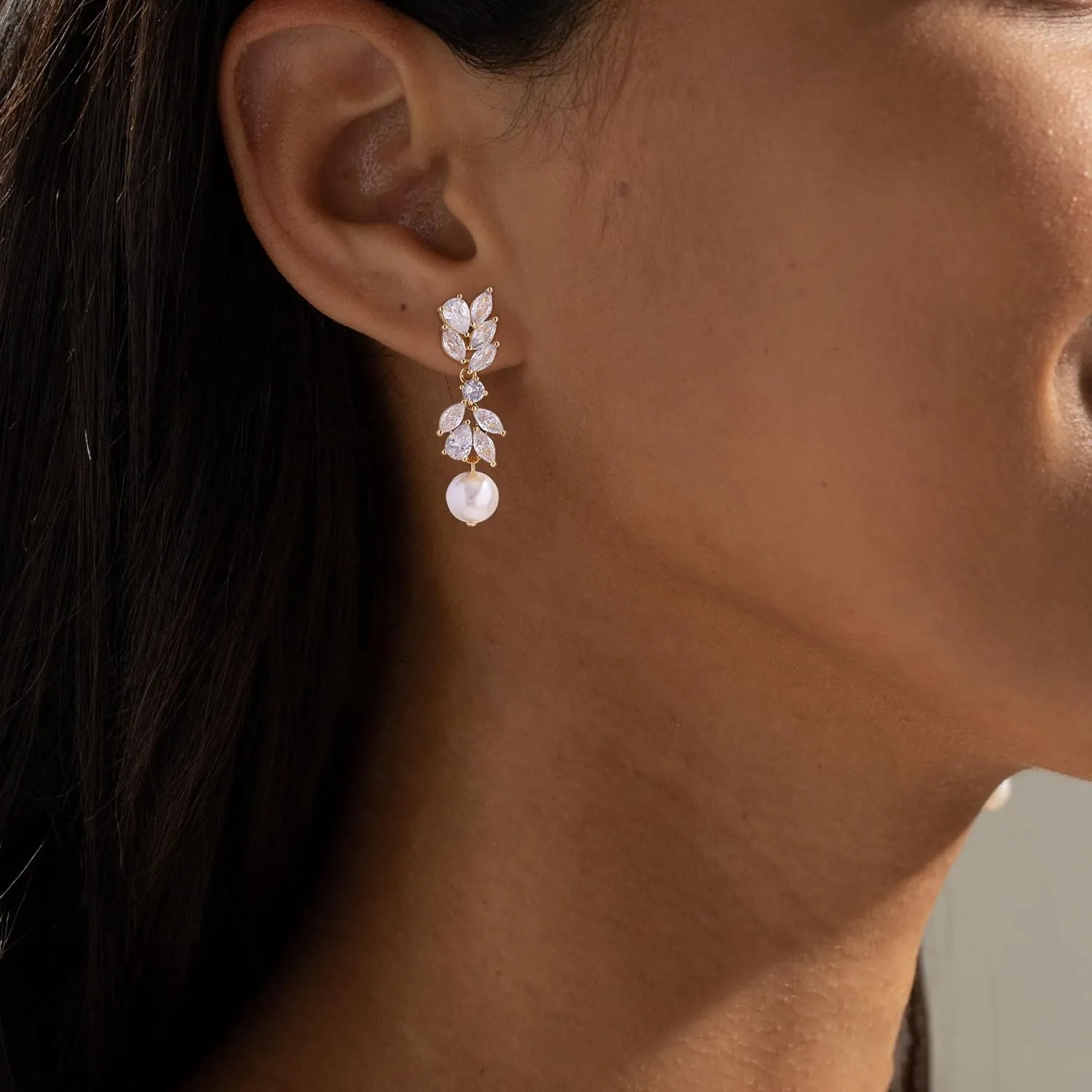 14K Gold Plated Butterfly Dangle Earrings for Women - Dainty, Trendy, Hypoallergenic CZ Drop Earrings - Simple Long Dangling Jewelry