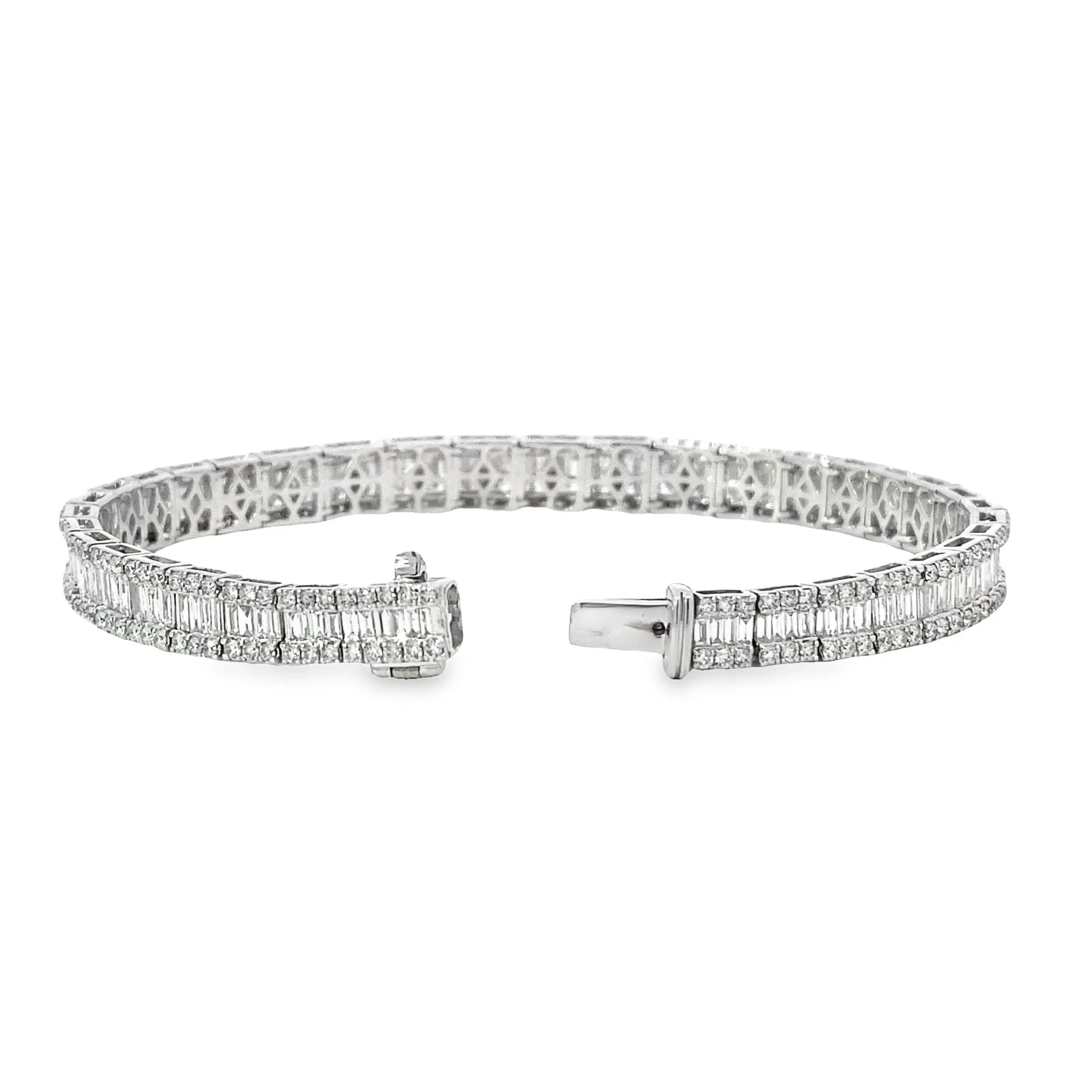 14K White Gold and Baguette Diamond Bracelet