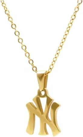 18K Gold Plated - Silver New York Necklace Stainless Steel Pendant Necklace Link Chain NY Pendant High Polished Finish Gift Idea
