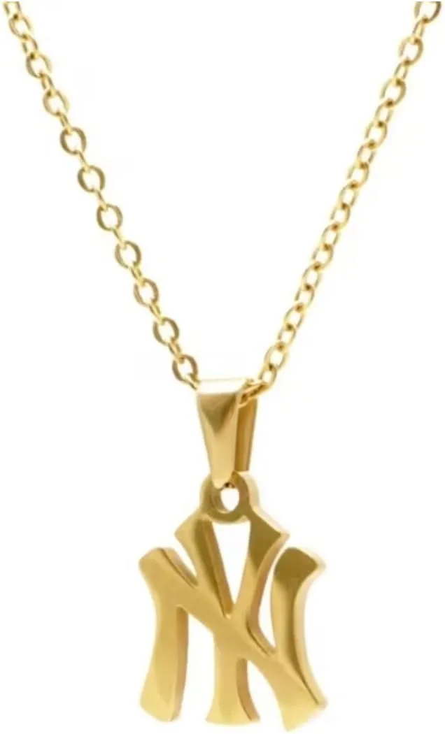 18K Gold Plated - Silver New York Necklace Stainless Steel Pendant Necklace Link Chain NY Pendant High Polished Finish Gift Idea