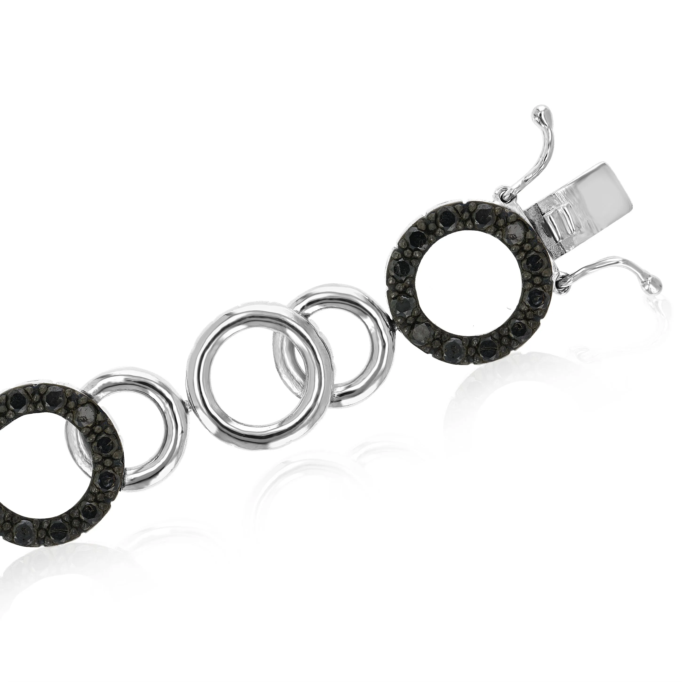 2 cttw Black Diamond Connected Link Tennis Bracelet in Silver