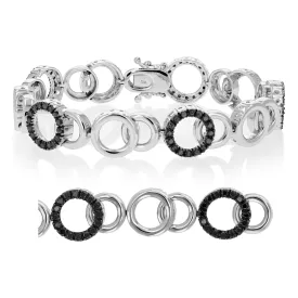 2 cttw Black Diamond Connected Link Tennis Bracelet in Silver