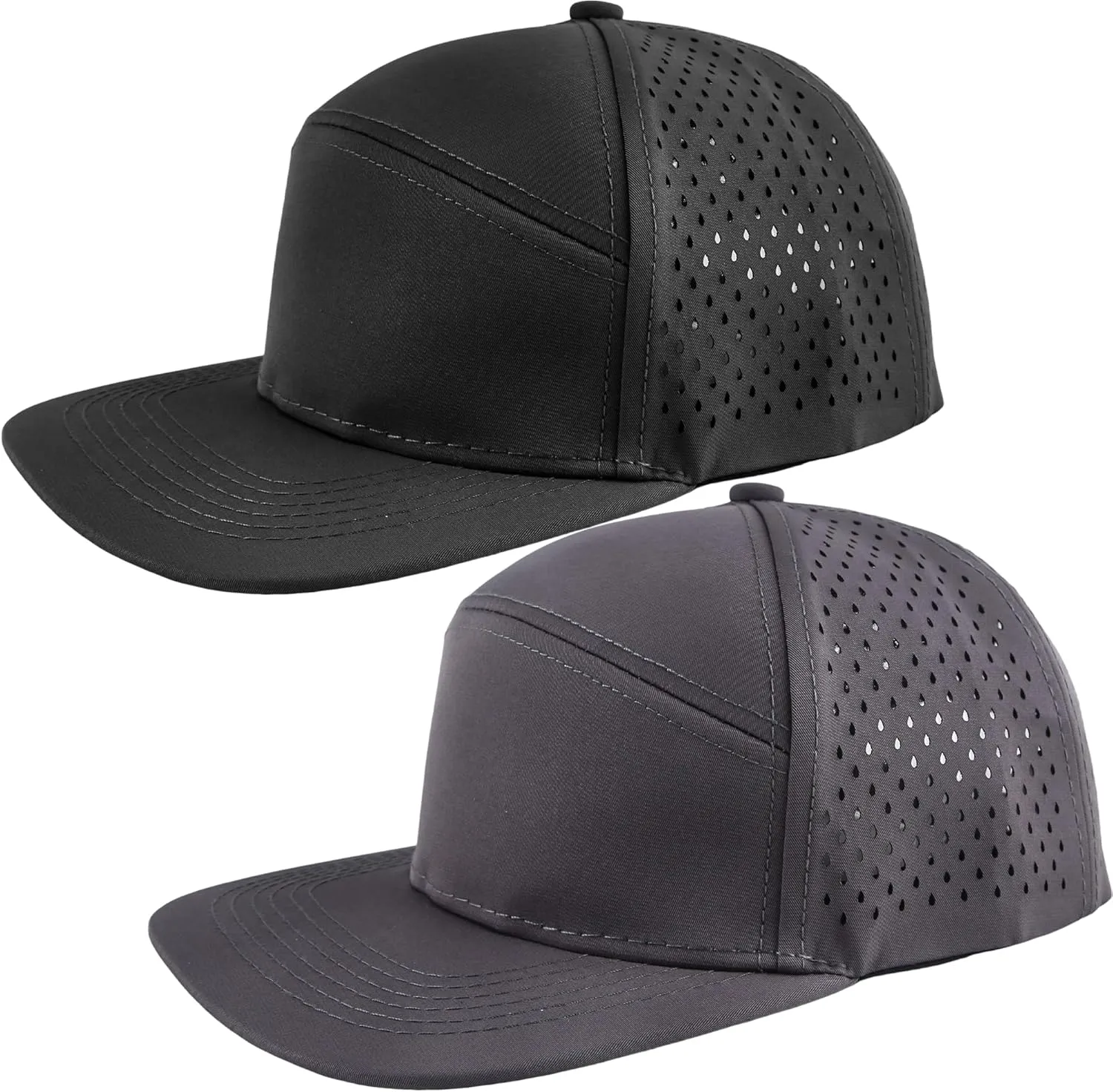 2 Pcs Adult Snapback Hat Flat Brim Baseball Cap Adjustable Mesh Back Baseball Hat for Men Women Golf Running
