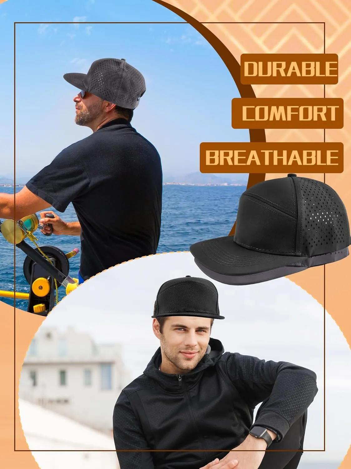 2 Pcs Adult Snapback Hat Flat Brim Baseball Cap Adjustable Mesh Back Baseball Hat for Men Women Golf Running
