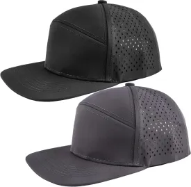 2 Pcs Adult Snapback Hat Flat Brim Baseball Cap Adjustable Mesh Back Baseball Hat for Men Women Golf Running
