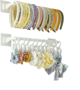 2 Pcs Headband Holder,Wall-Mounted Scrunchie Holder and Hair Tie Organizer,Punch-Free Sticky Headband Holder Organizer, Headband Storage Racks And Display Racks For Girls Or Women