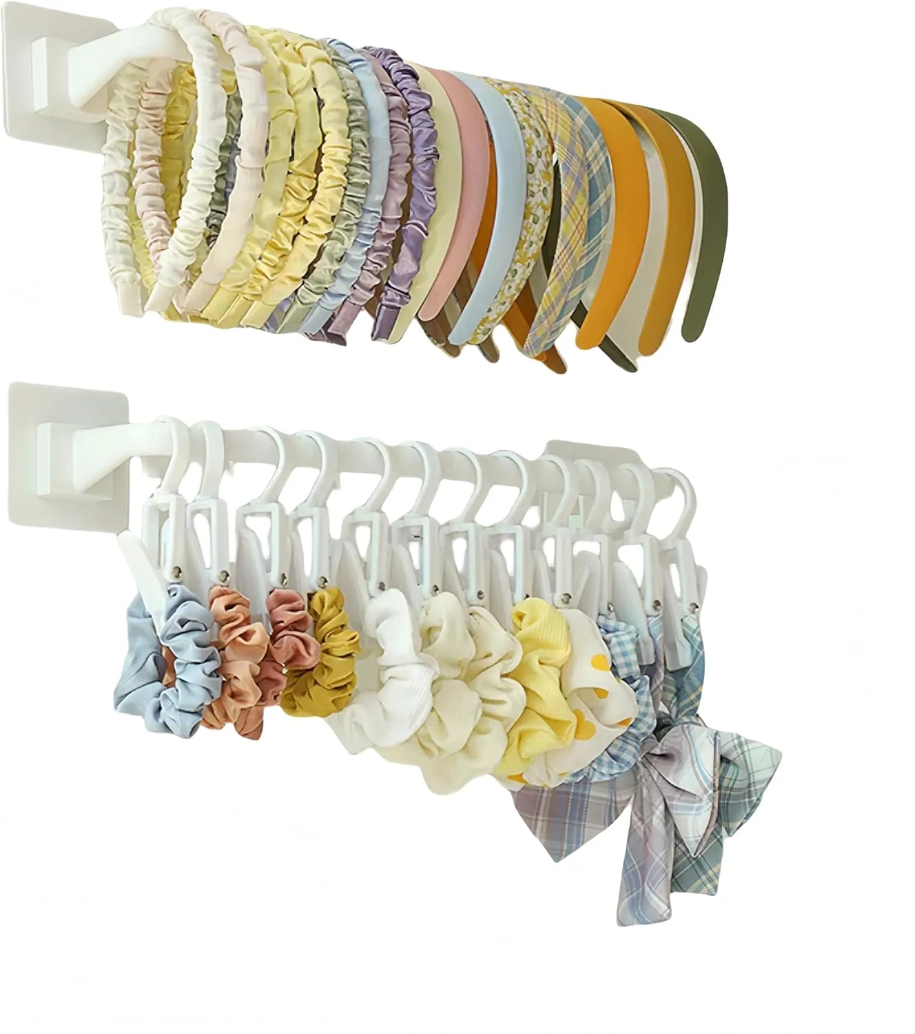 2 Pcs Headband Holder,Wall-Mounted Scrunchie Holder and Hair Tie Organizer,Punch-Free Sticky Headband Holder Organizer, Headband Storage Racks And Display Racks For Girls Or Women