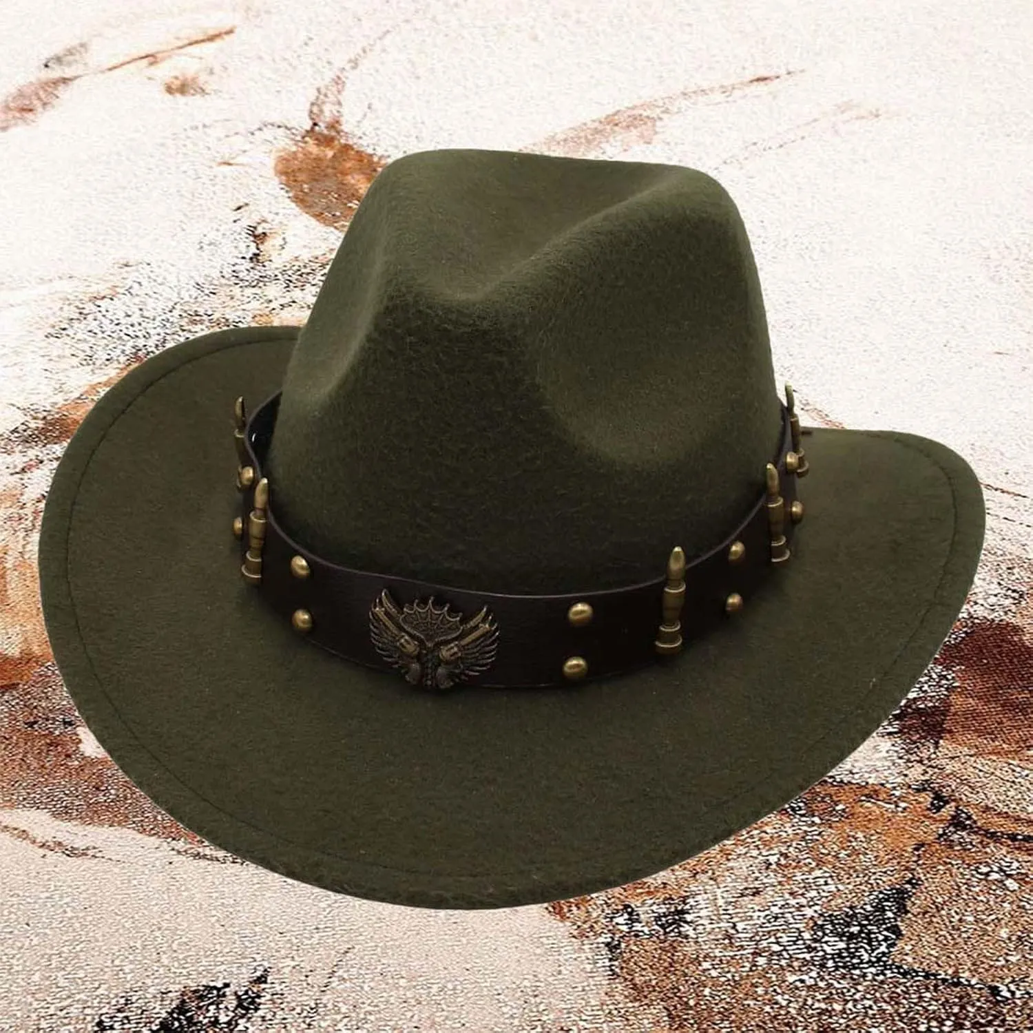 2025 Cowboy Hat Unisexy Western Classic Chain Curved Jazz Hat Felt Wide Brim Women Men Fedora Cowboy Hat