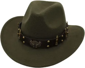 2025 Cowboy Hat Unisexy Western Classic Chain Curved Jazz Hat Felt Wide Brim Women Men Fedora Cowboy Hat