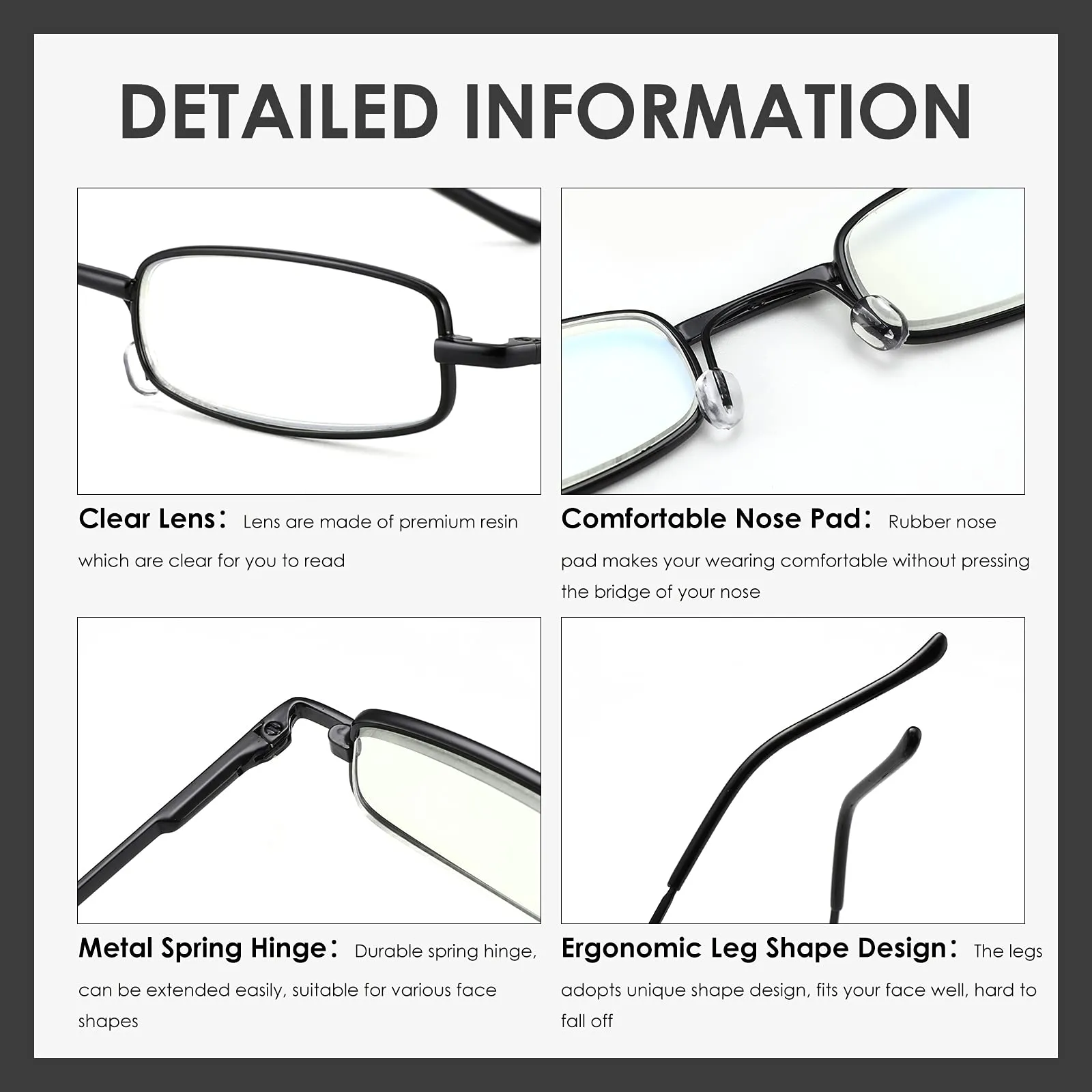 3 Pack Slim Pocket Reading Glasses for Men Women Blue Light Blocking Compact Readers Spring Hinge Metal Frame Eyeglasses Yellow Black Grey 3.0 x