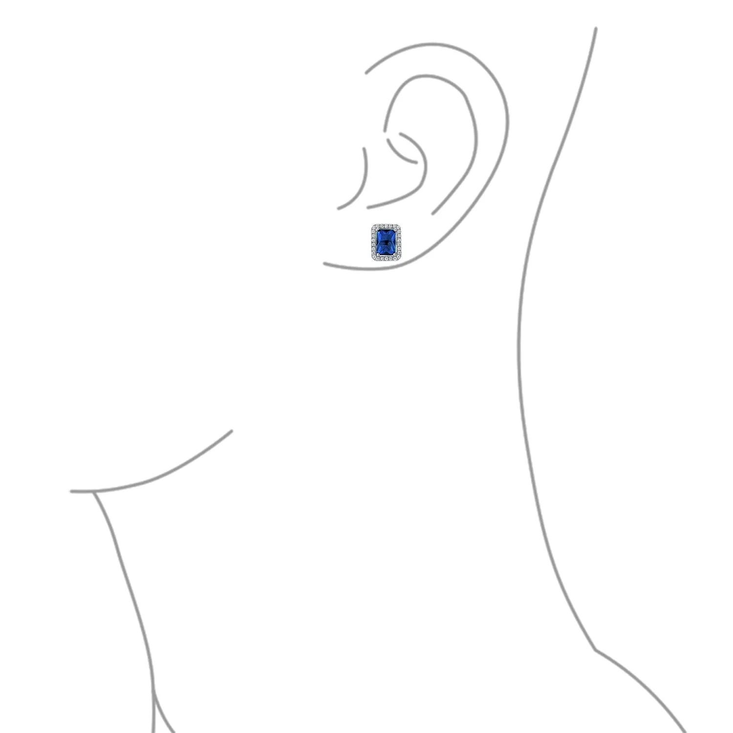 3.5CT Emerald Cut CZ Stud Earrings with Halo in Sterling Silver