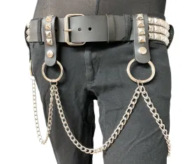 3 Row Studded Belt With Removable Studded Ring And Chain
4 Pcs Leather Strap With Stud And Hanging Chain
Genuine Cowhide Leather