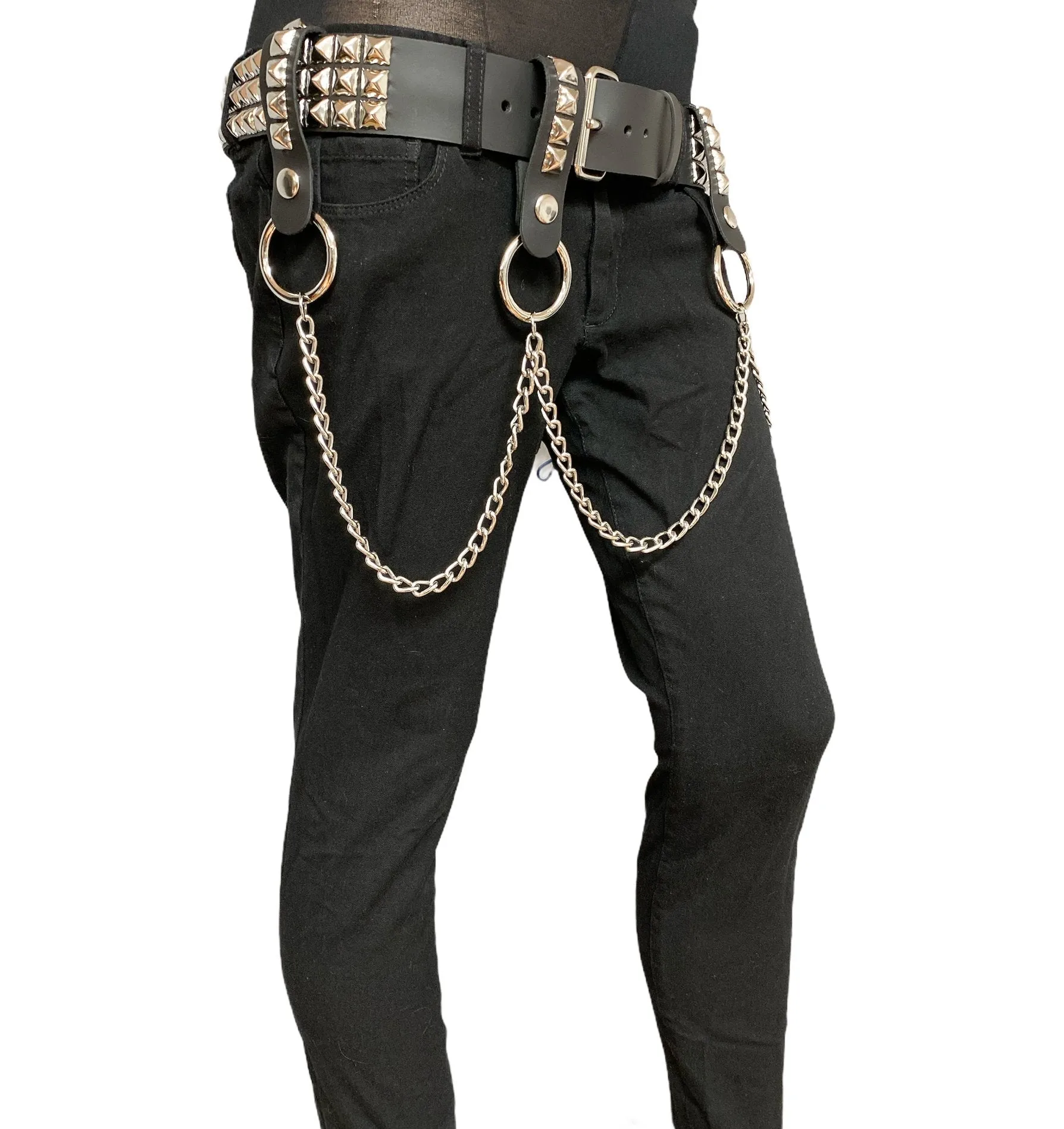 3 Row Studded Belt With Removable Studded Ring And Chain
4 Pcs Leather Strap With Stud And Hanging Chain
Genuine Cowhide Leather