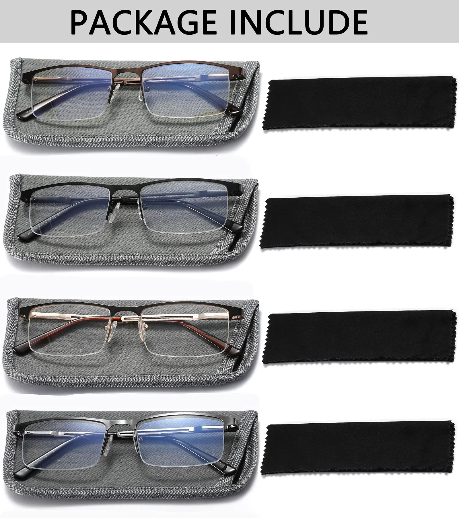 4-Pack Blue Light Blocking Reading Glasses for Men,Stylish Metal Frame Computer Readers with Sping Hinges Anti Glare/Eye Strain Uv Filter ( 2.5 Strength) 4 Pack(black/Metalgun/Brown/Glod) 2.5x