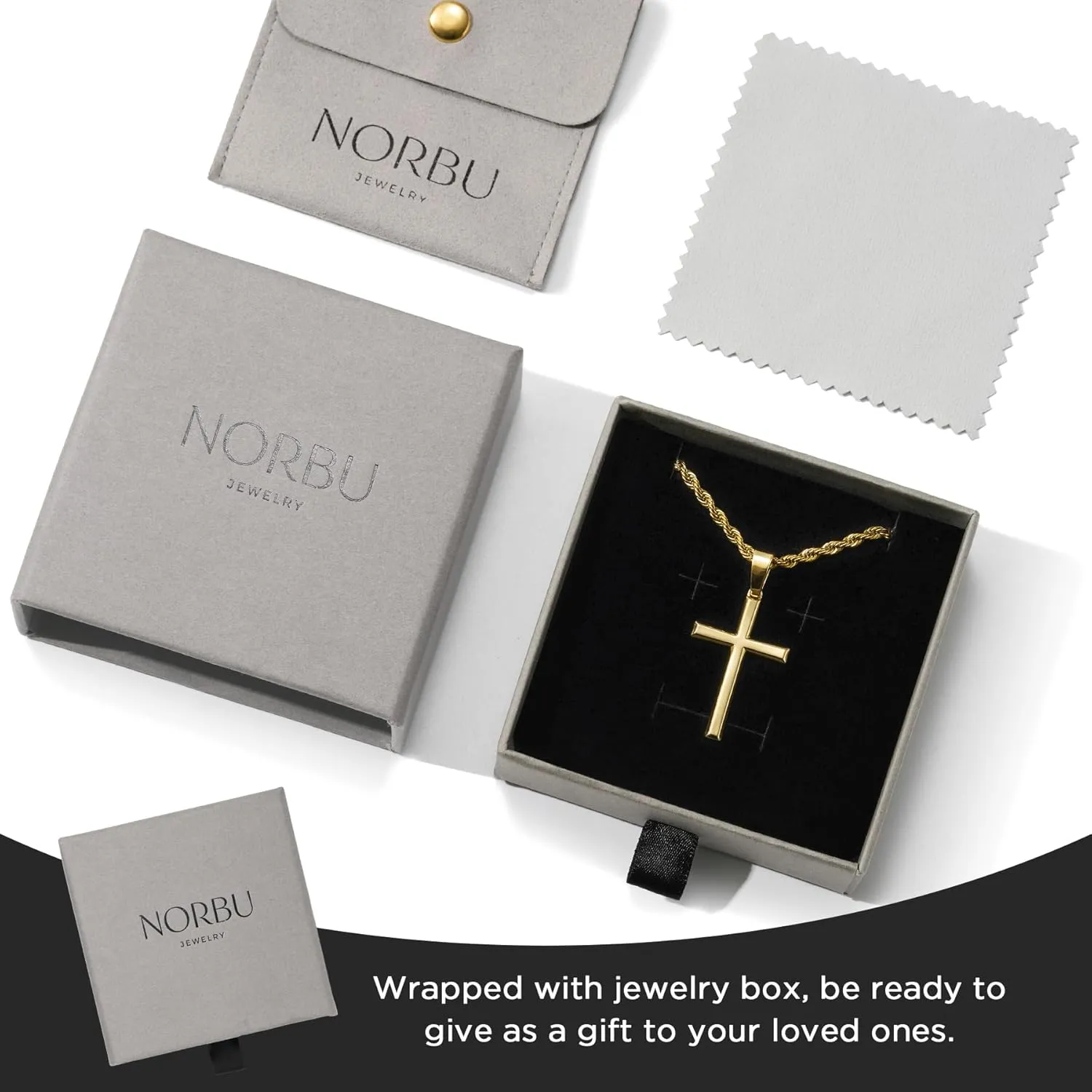 925 Sterling Silver Cross Necklace for Men, Hypoallergenic Cross Pendant with Secure Lobster Clasp, Gold Religious Jewelry Gift for Baptism/Easter/Father's day