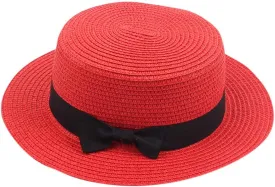 Adults Straw Sun Hat Elegant Retro Fedora Hat with Bowknot Summer Wide Brim Sun Hat Beach Traveling Hats