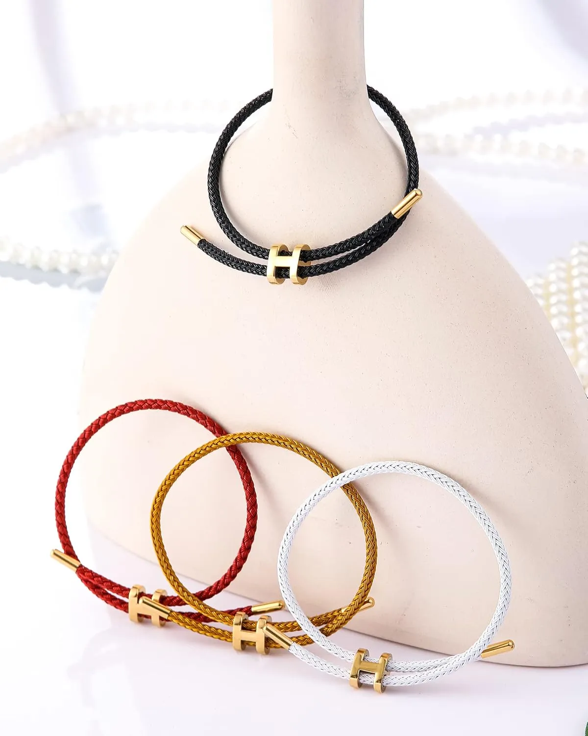 AIMADE Bracelets for Women Adjustable Charm Bracelet, 18k Gold-plated Buckle Design Titanium Steel Wire Rope Women's Gift Jewelry