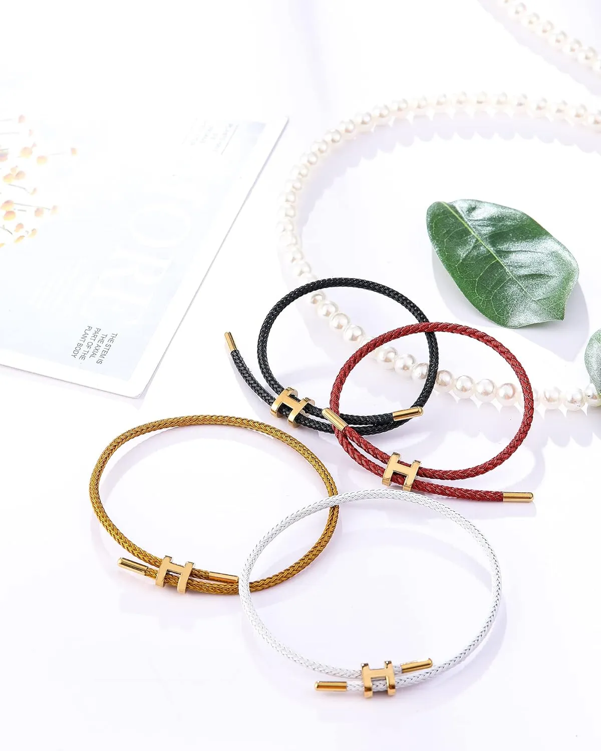AIMADE Bracelets for Women Adjustable Charm Bracelet, 18k Gold-plated Buckle Design Titanium Steel Wire Rope Women's Gift Jewelry