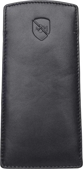 ALLEN & MATE Real Leather Glasses Case Slim Soft Pouch Sleeve for Reading Spectacles with Glass Cleaning Cloth