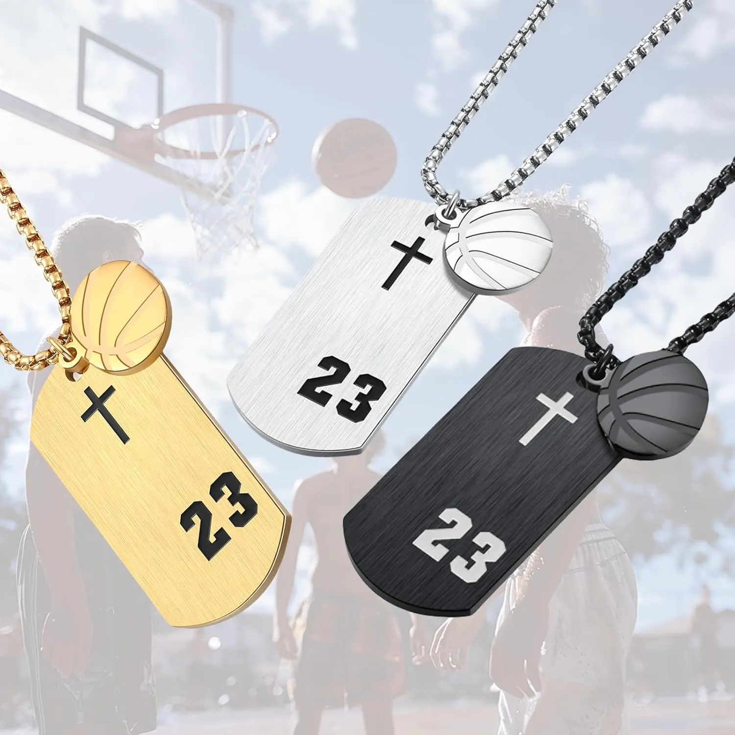 Basketball Number Necklace Stainless Steel Sports Dog Tag Basketball Pendant Christians Philippians 4:13 Charm, I Can Do All Things Jewelry for Birthday Christmas
