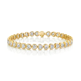 BEZELED HEART DIAMOND TENNIS BRACELET