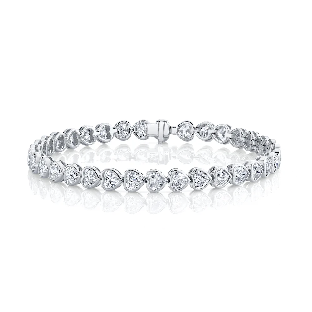 BEZELED HEART DIAMOND TENNIS BRACELET