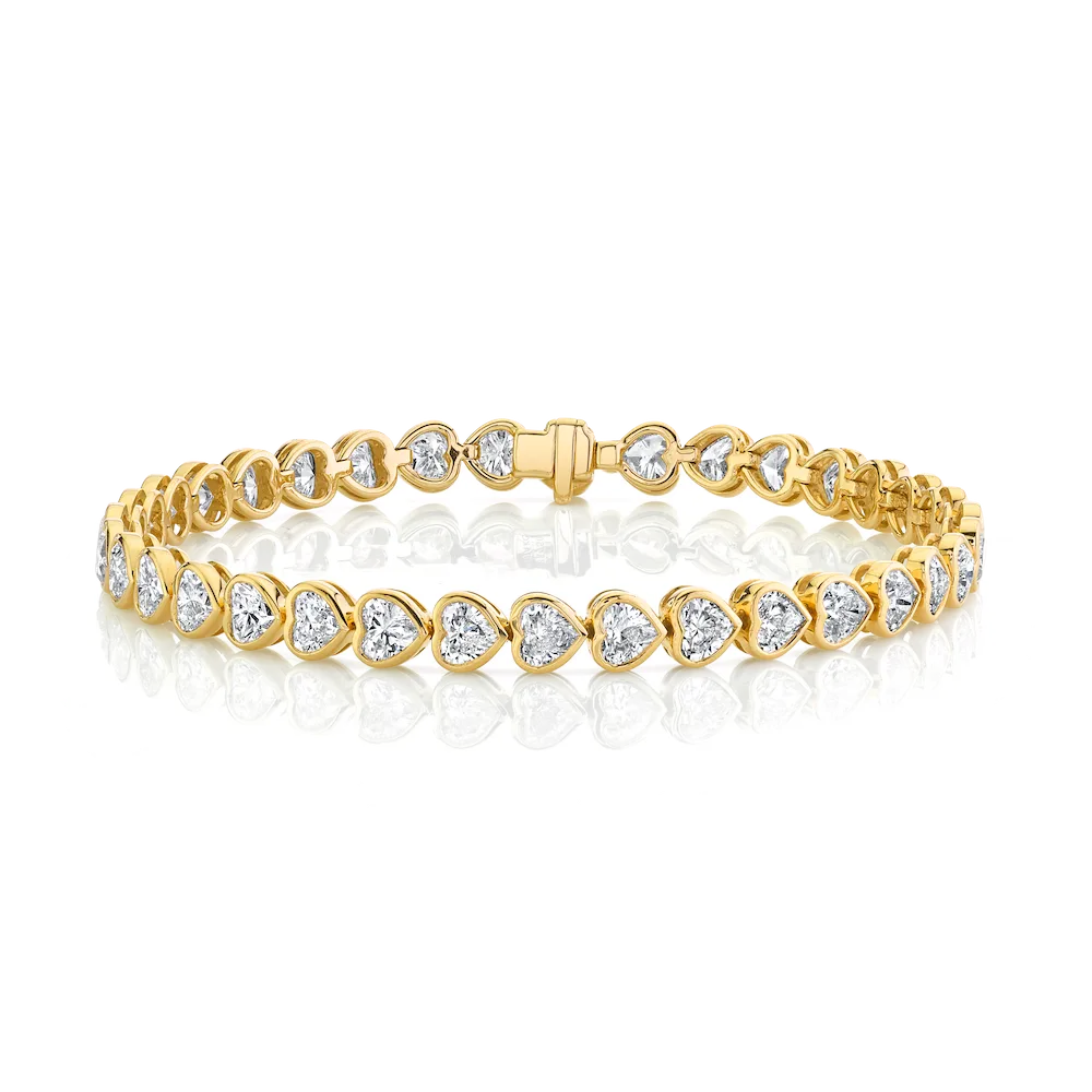 BEZELED HEART DIAMOND TENNIS BRACELET