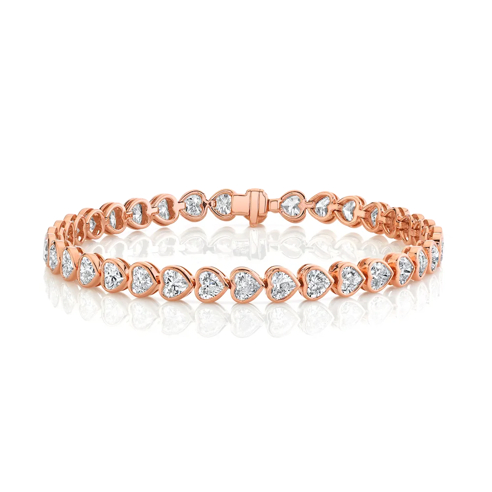 BEZELED HEART DIAMOND TENNIS BRACELET
