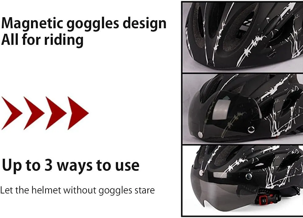 Bike Helmet for Men Women Adult Protective Cycling Helmet with Magnetic Visor for, Roller Skate, Scooter, Electric, Mountain Bike, Skateboards,