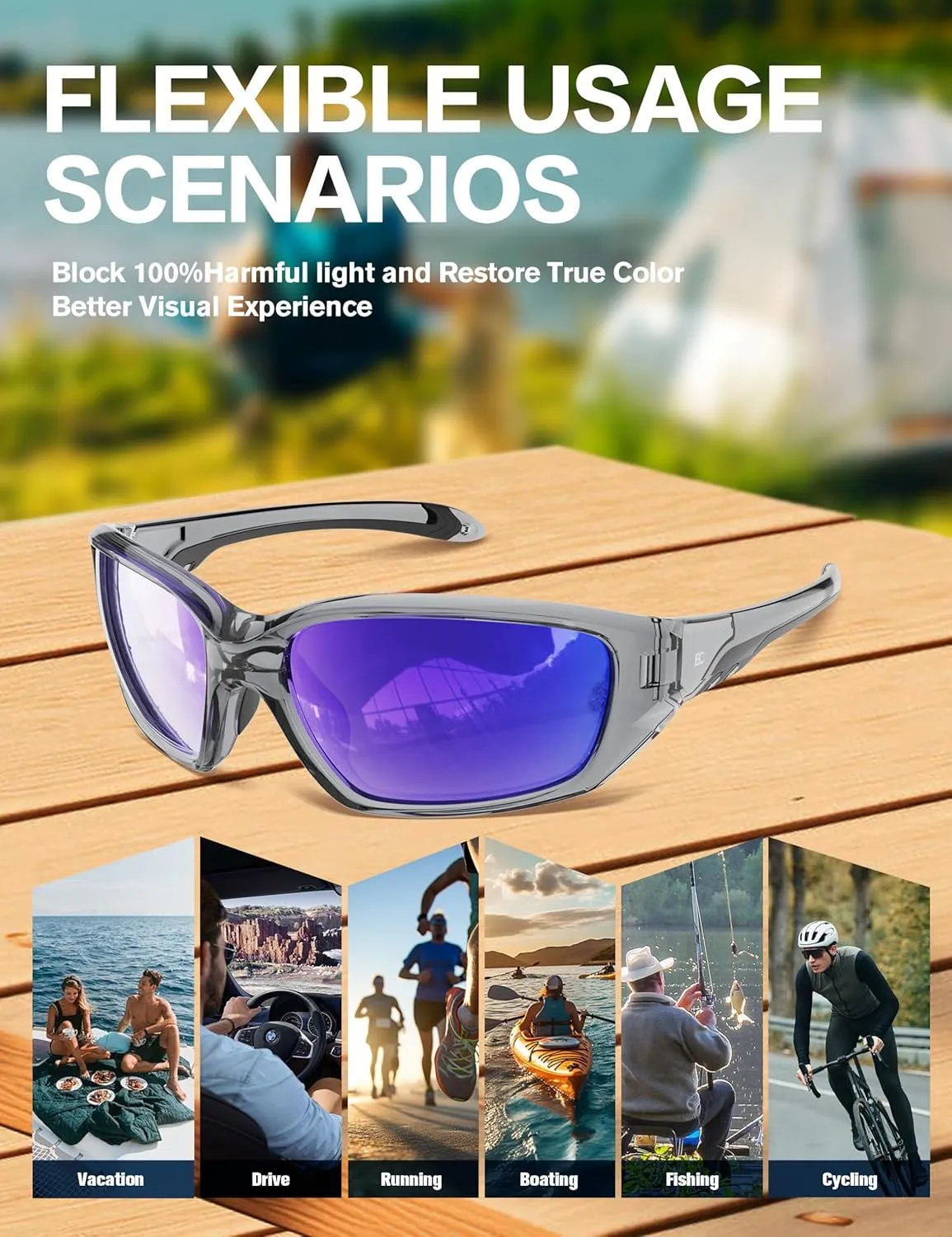 BIRCEN Sport Polarized Sunglasses for Men - Women:UV Protection Shades for Fishing Driving Cycling Running