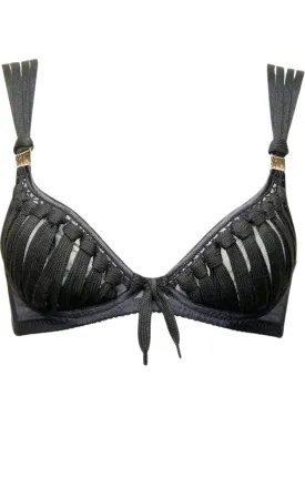Black Shoelace Plunge Bra