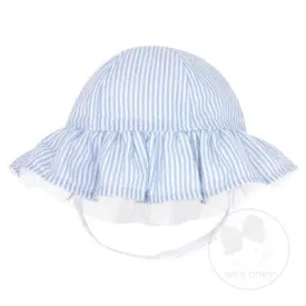 Blue Reversible Ruffle Brim Sun Hat