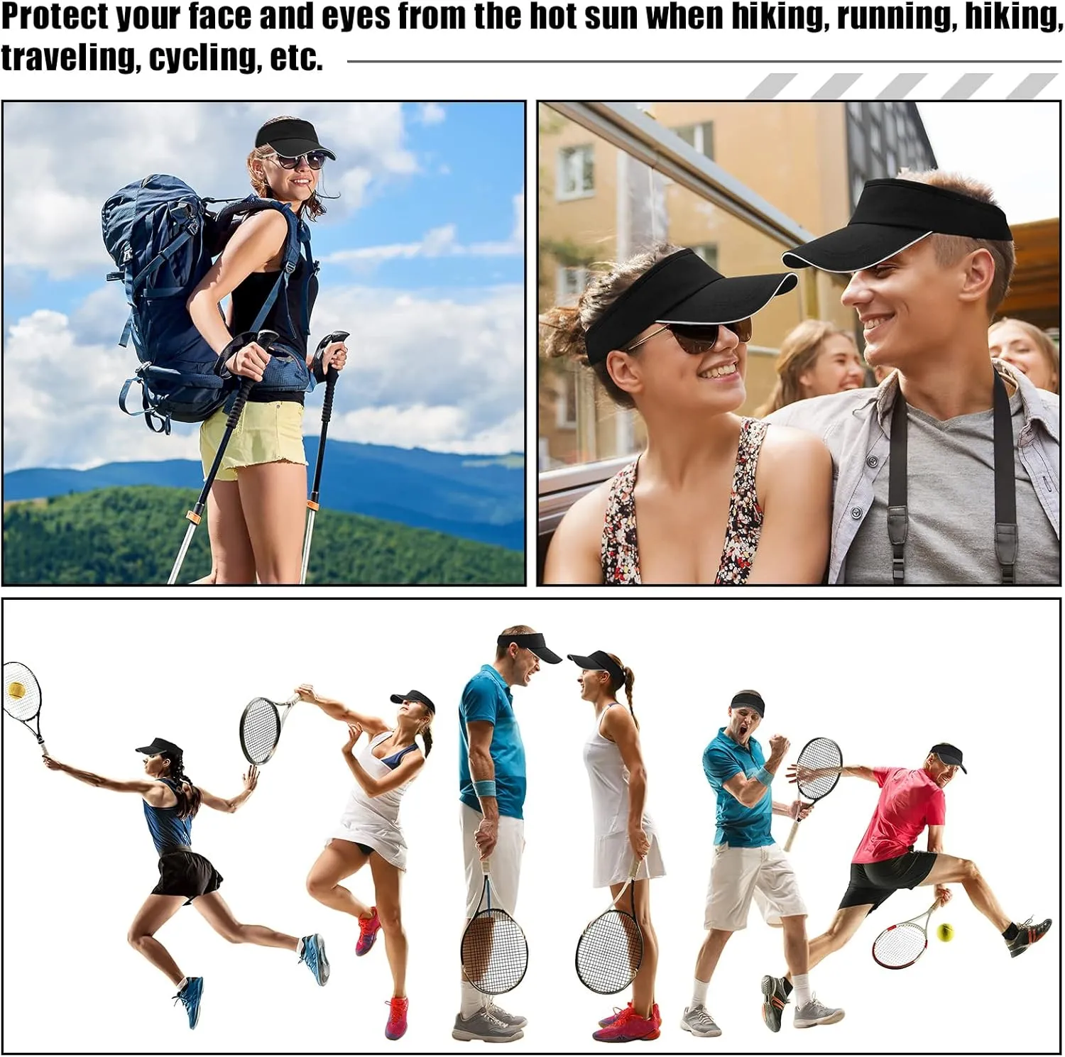 Bonuci 24 pcs Sun Visor Unisex Sun Visors Hats UV Protection Sun Hat for Women Men Tennis Baseball Golf Caps Bulk