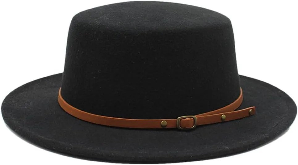 British Style Child Fedora Hats Boy Girls Kids Flat Top Felt Jazz Hat Formal Party Dress Cap