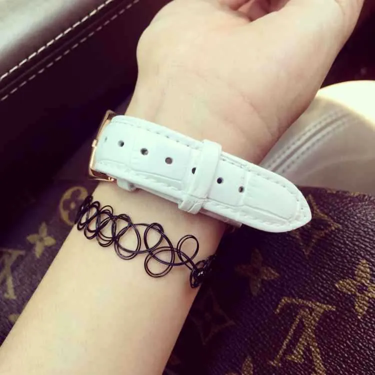 Carved Blue Starry Leather Strap Women's Watch