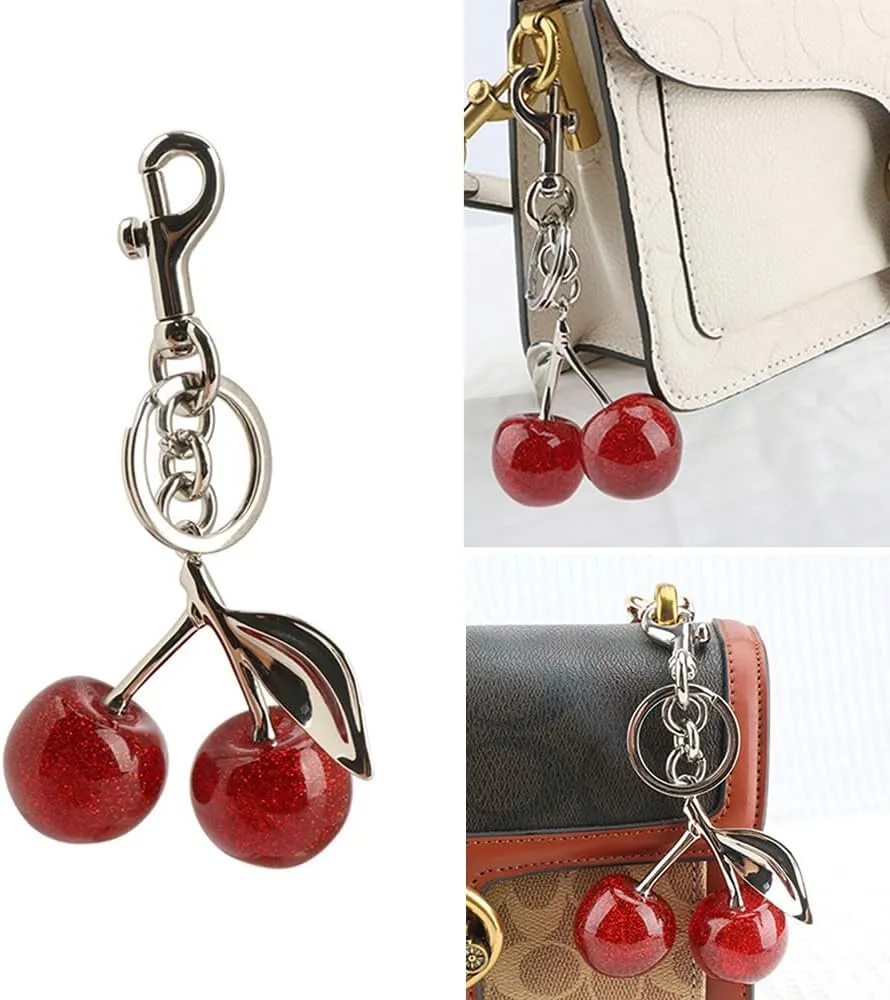 Cherry Keychain Bag Charms -Made of Resin Alloy MaterialFashion Enthusiasts Cherry Charm for Purse Accessories