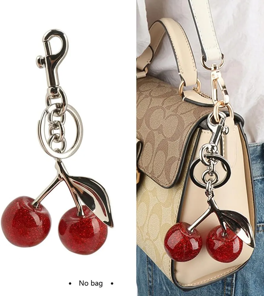 Cherry Keychain Bag Charms -Made of Resin Alloy MaterialFashion Enthusiasts Cherry Charm for Purse Accessories