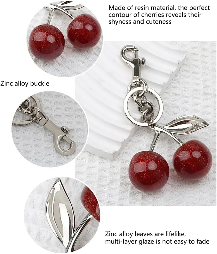 Cherry Keychain Bag Charms -Made of Resin Alloy MaterialFashion Enthusiasts Cherry Charm for Purse Accessories