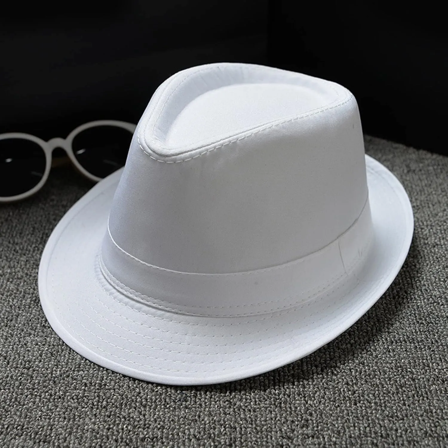 Classic Fedora Hats Men Panama Jazz Hat Men's Vintage Short Brim Bowler Hat 20s Hat Jazz Cap
