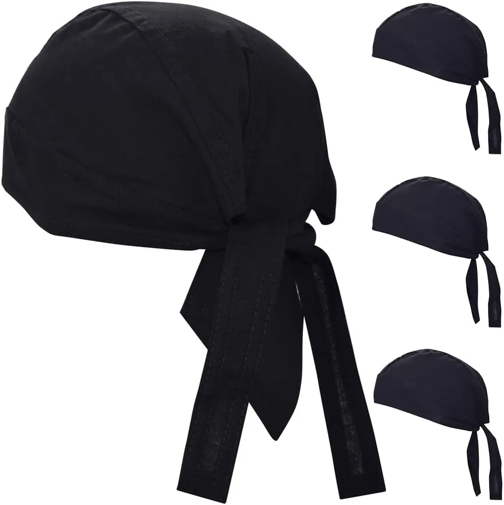 Cotton Doo Rags Skull Beanie Hat Bandana Motorcycle Dew Rag Hard Hats Liner Welder Chef Do Rags for Men and Women