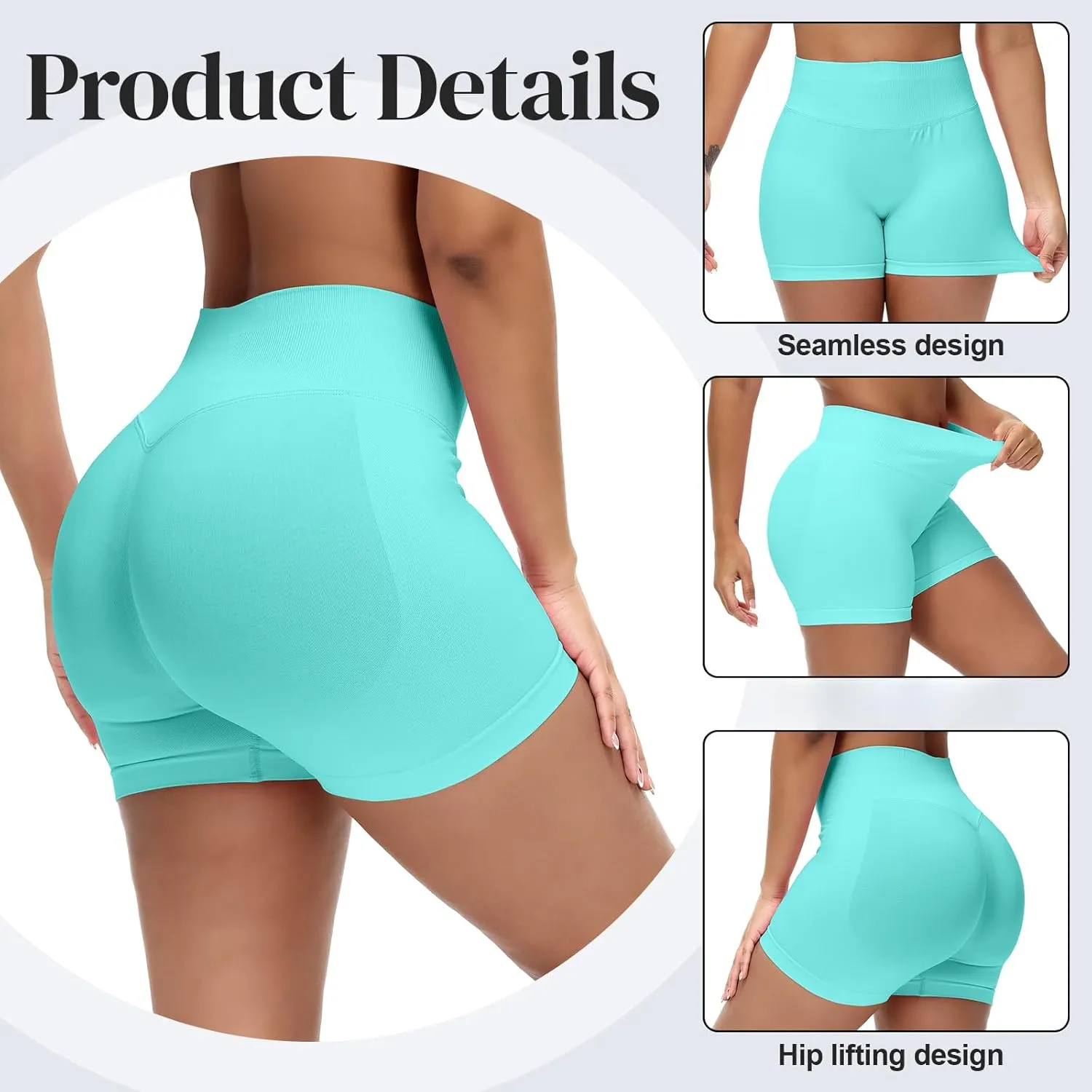 Coume 3 Pack Women Workout Impact Shorts 4.5" Scrunch Butt Lifting High Waisted Seamless Biker Athletic Gym Yoga Shorts