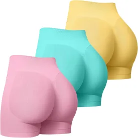Coume 3 Pack Women Workout Impact Shorts 4.5" Scrunch Butt Lifting High Waisted Seamless Biker Athletic Gym Yoga Shorts