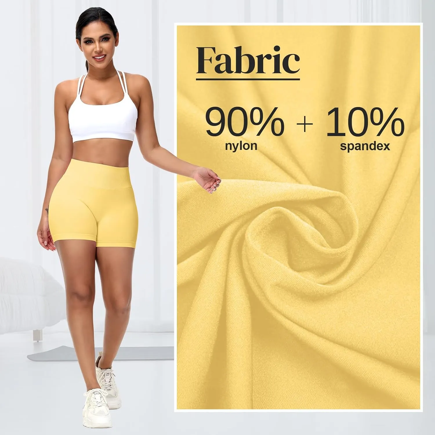 Coume 3 Pack Women Workout Impact Shorts 4.5" Scrunch Butt Lifting High Waisted Seamless Biker Athletic Gym Yoga Shorts