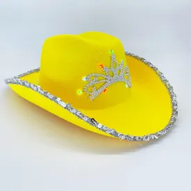 Cowgirl Light Up Blinking Tiara Hat Sequin Trimmed For Fun Shiny Cowgirl Costume Accessory