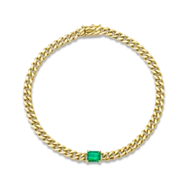 CUBAN LINK BRACELET WITH EMERALD CENTER
