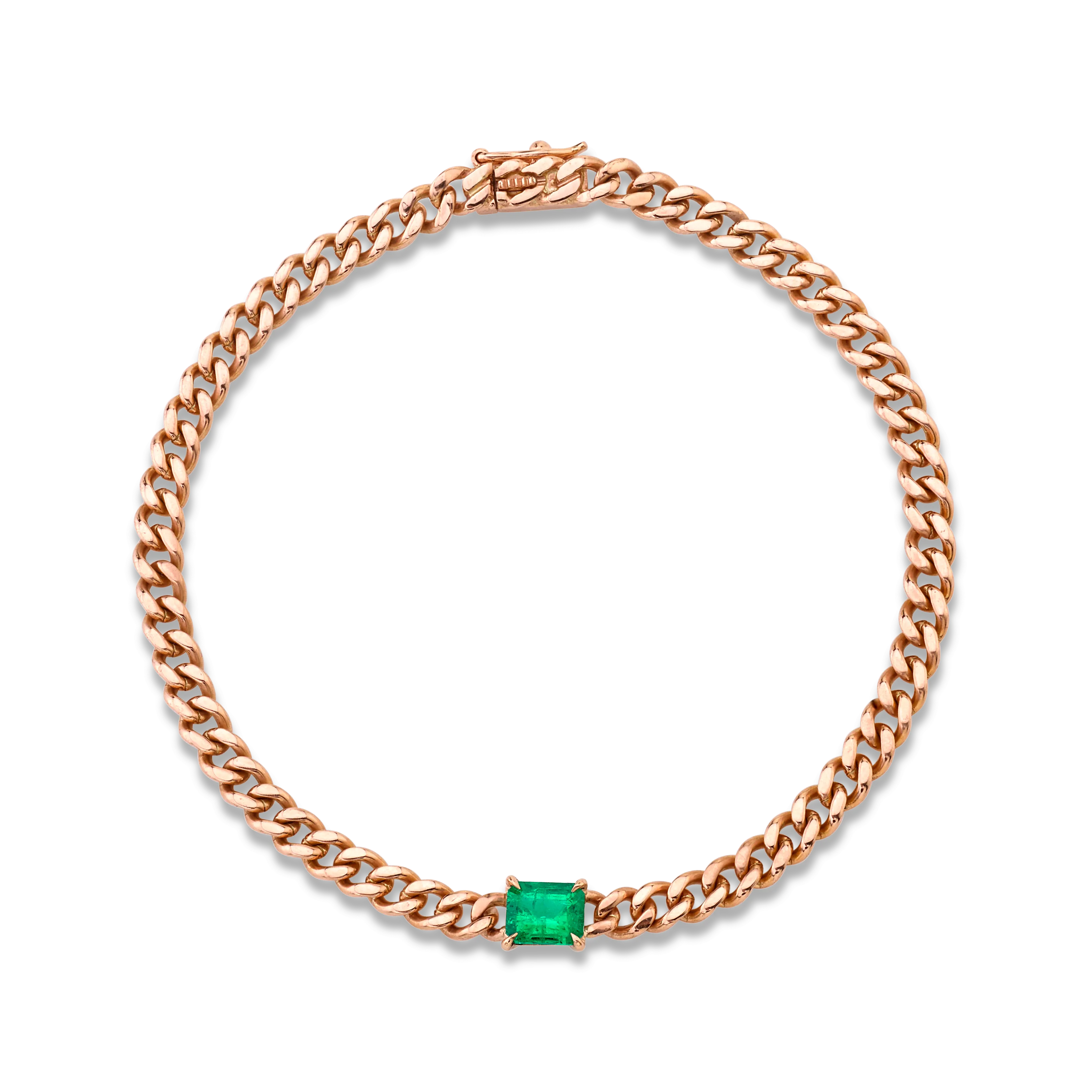 CUBAN LINK BRACELET WITH EMERALD CENTER